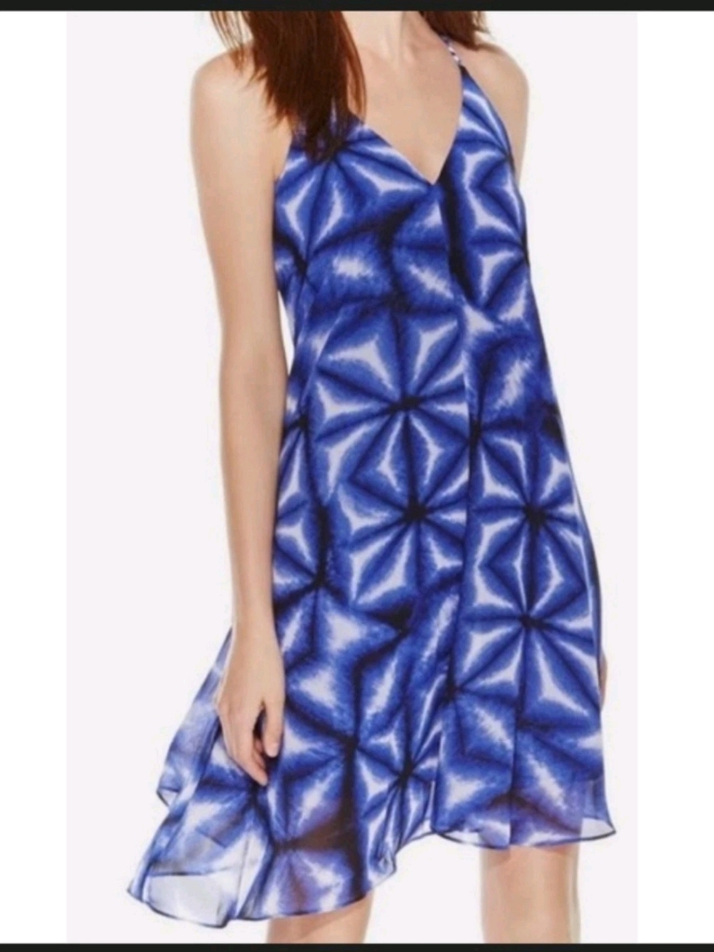 Calvin Klein Blue and White Geometric Slip Dress - Picture 6 of 6